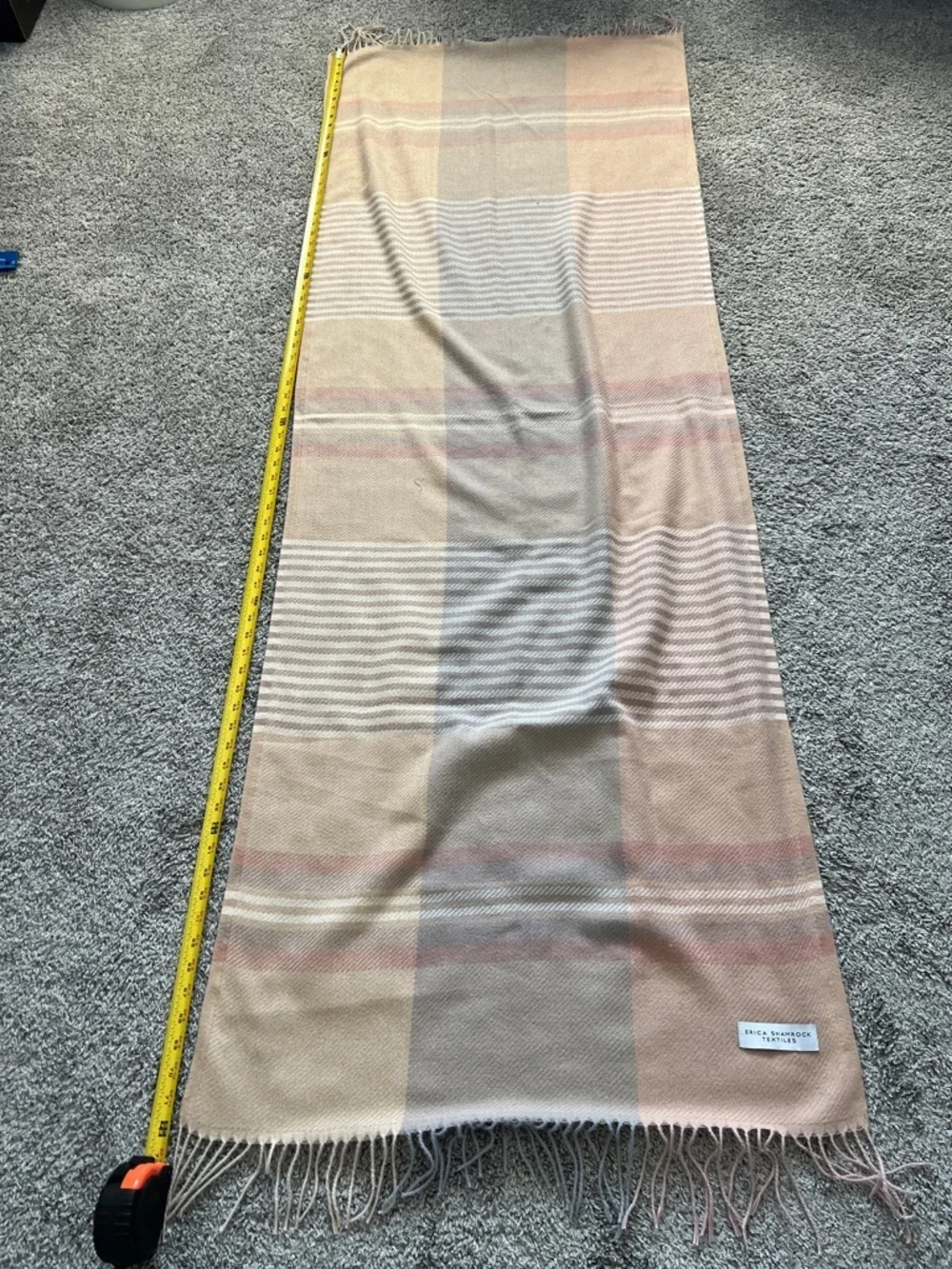 Erica Shamrock Soft Plaid Fringe Scarf / Wrap in Neutral Tones